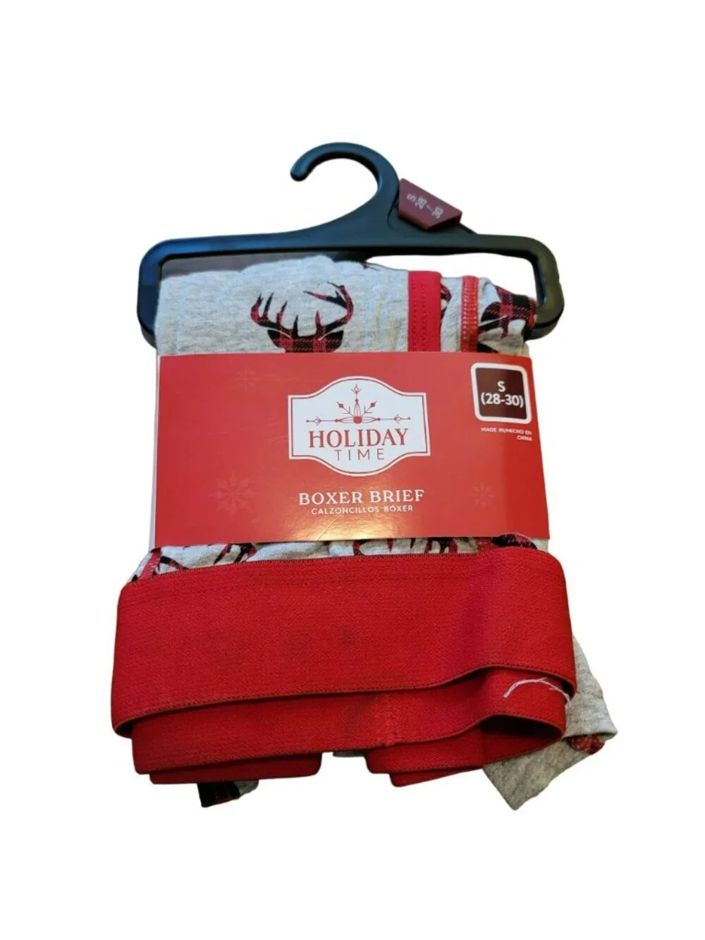 Men's Christmas Boxer Shorts Deer Grey Red Set of 2 Size Small 28-30 JJ3200